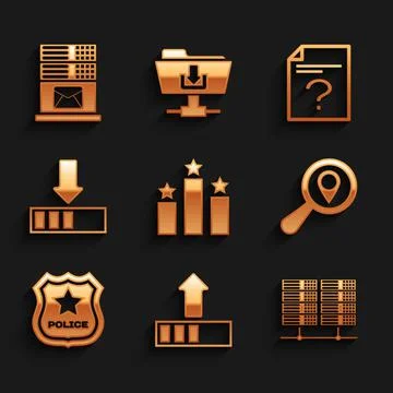 Set Ranking star, Loading, Server, Data, Web Hosting, Search location, Police イラスト素材