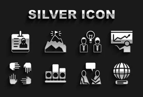 Set Ranking star, Training, presentation, Worldwide, Two sitting men talking Stock Illustration