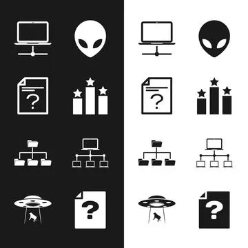 Set Ranking star, Unknown document, Computer network, Alien, Folder tree and Stock Illustration