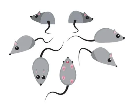 Set of rat in flat style Stock Illustration