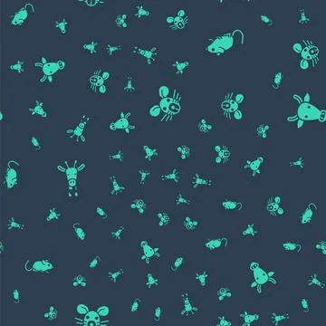 Set Rat head, , Giraffe and Cow on seamless pattern. Vector 스톡 일러스트