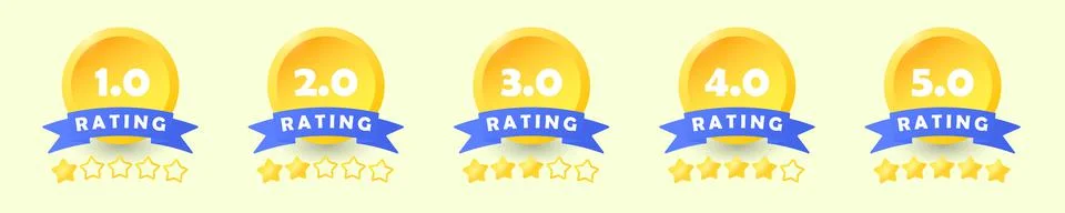 A set of rating emblems for a site or application. Quality rating icon. Feedb Stock Illustration