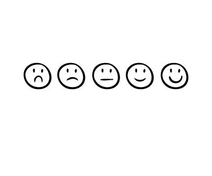 Set of rating emotion faces. simple doodle hand drawn style. Sad or happy. Stock Illustration