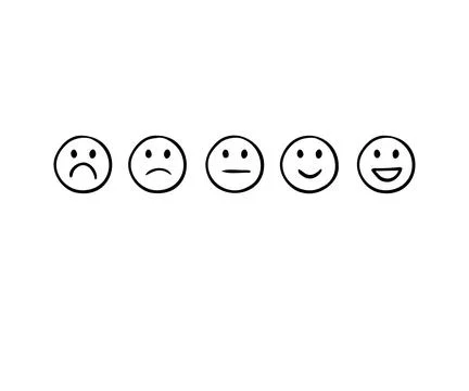 Set of rating emotion faces. simple doodle hand drawn style. Sad or happy. Stock Illustration