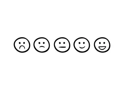 Set of rating emotion faces. simple doodle hand drawn style. Sad or happy. Stock Illustration