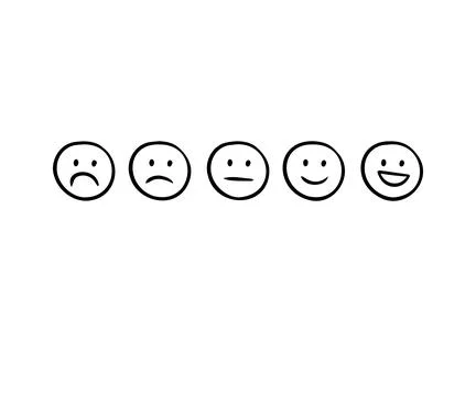 Set of rating emotion faces. simple doodle hand drawn style. Sad or happy. Stock Illustration