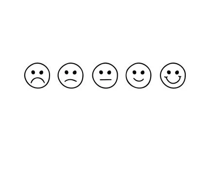 Set of rating emotion faces. simple doodle hand drawn style. Sad or happy. Stock Illustration