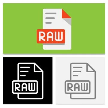 Set raw document format file exetension icon Stock Illustration