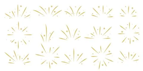 Set of rays, flashes with stars, motion Illustrazione stock