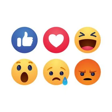 Set of reactions emotion buttons simple flat style vector illustration Stock Illustration