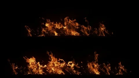 A set of real big shot fire in slow motion with particles on black background Vidéo 75733185