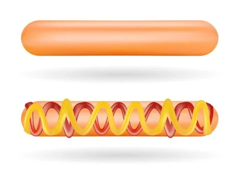 Set of real sausage on a white background Stock Illustration