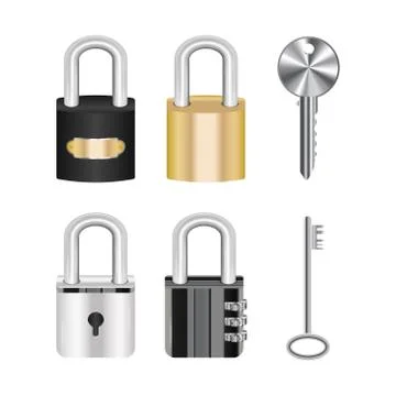 Set of  real steel master lock and key Stock Illustration