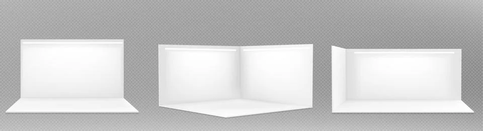 Set of realistic 3D booth mockups Stock Illustration