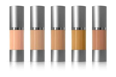 Set of realistic 3d package of cosmetics for cream, whey, foundation, BB. Tub Stock Illustration