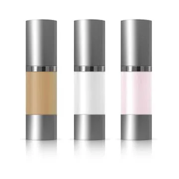 Set of realistic 3d package of cosmetics for cream, whey, foundation, BB. Tub Stock Illustration