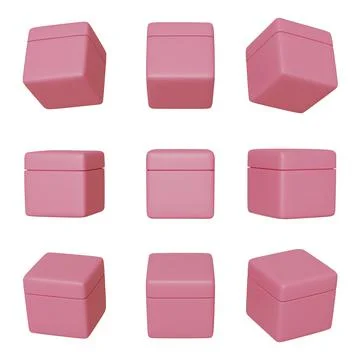 Set realistic 3d pink box. Vector illustration. Stock Illustration