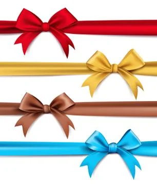 Set of Realistic 3D Silk or Satin Ribbons and Bow for Elements Stock Illustration