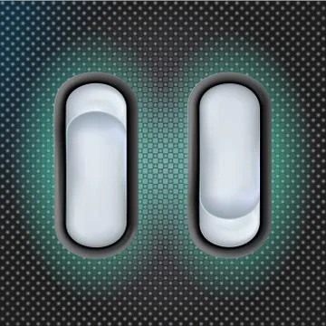 Set Realistic 3d white toggle switches. On and off. Plastic switcher design. Illustrazione stock