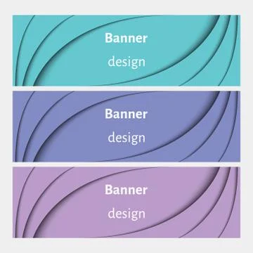 Set of realistic abstract banners with shadows. Stock Illustration