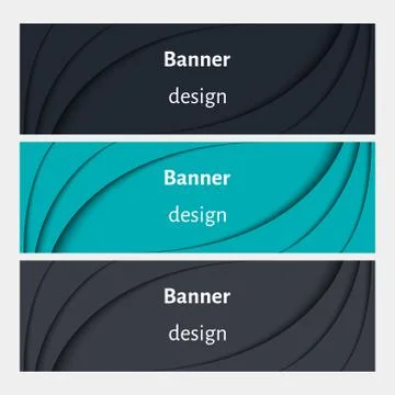 Set of realistic abstract banners with shadows. Stock Illustration