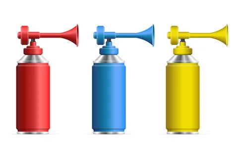 Set of realistic air horn vector illustration Stock Illustration