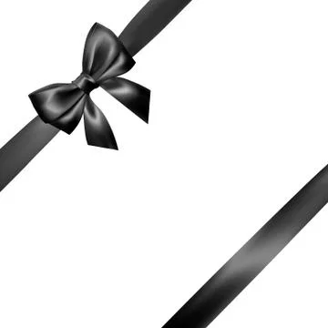 Set of Realistic black bow with black ribbon. Element for decoration gifts, g Stock Illustration