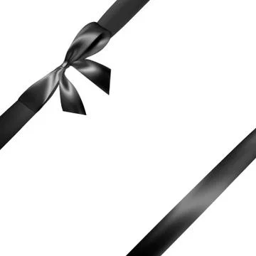 Set of Realistic black bow with black ribbon. Element for decoration gifts, g Stock Illustration