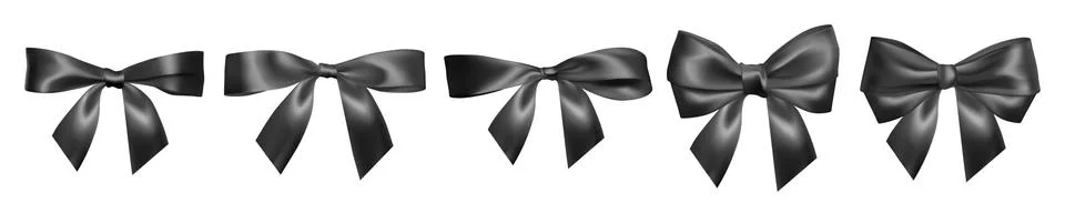 Set of Realistic black bow. Element for decoration gifts, greetings, holidays Stock Illustration