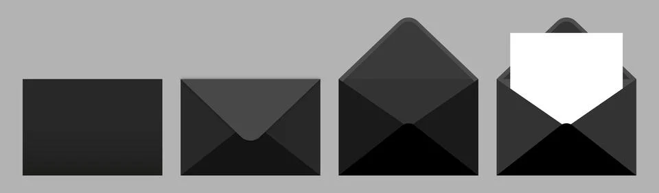 Set of realistic black envelopes Stock Illustration
