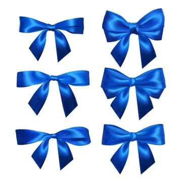 Set of Realistic blue bows. Element for decoration gifts, greetings, holidays Stock Illustration