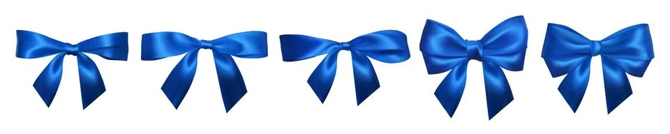 Set of Realistic blue bows. Element for decoration gifts, greetings, holidays Stock Illustration