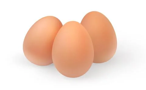 Set of realistic chicken eggs. Vector illustration isolated on white background Stock Illustration