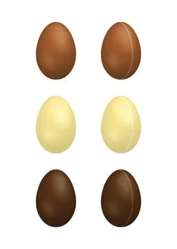 Set of realistic chocolate eggs. Stock Illustration