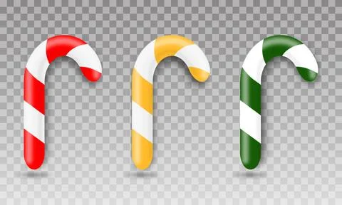 Set of realistic christmas candy cane. Stock Illustration