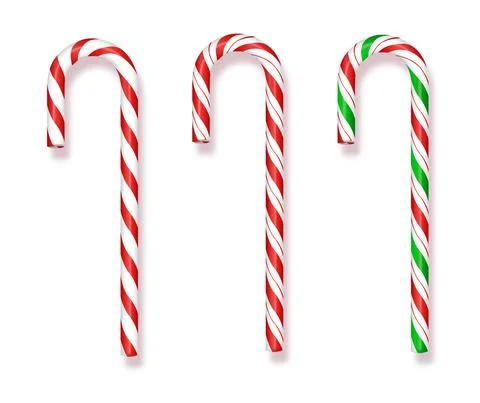 Set of realistic Christmas candy cane. Vector illustration isolated. Stock Illustration