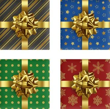 Set of realistic christmas gift boxes Stock Illustration