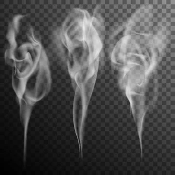 Set of realistic cigarette smoke waves. EPS 10 vector Stock Illustration