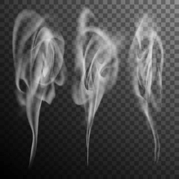 Set of realistic cigarette smoke waves. EPS 10 vector Stock Illustration