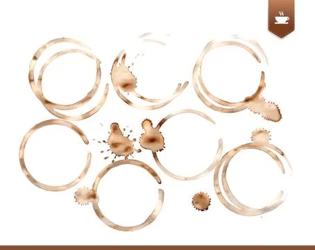 Set of realistic coffee stains Stock Illustration