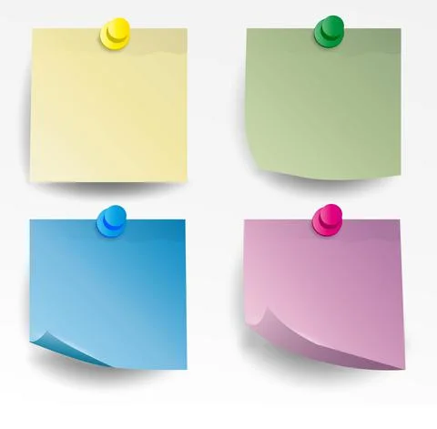 Set of realistic colored 3D paper stickers. Stock Illustration