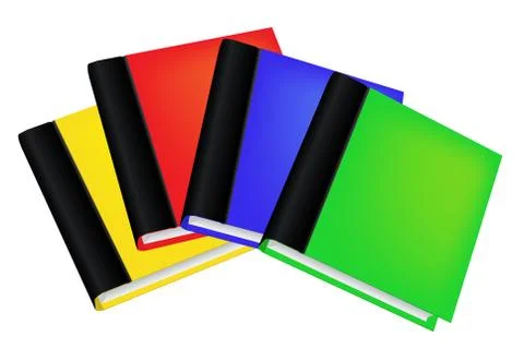 Set of realistic colored books with empty covers. Stock Illustration