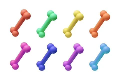 Set of Realistic colorful 3d bone Stock Illustration