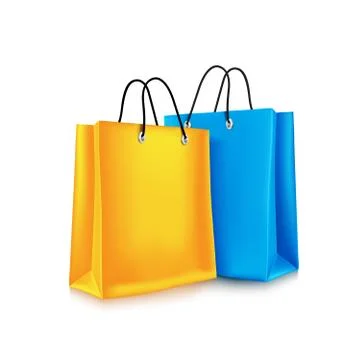 Set of Realistic Colorful Empty Shopping Bags for Promotion 库存插图