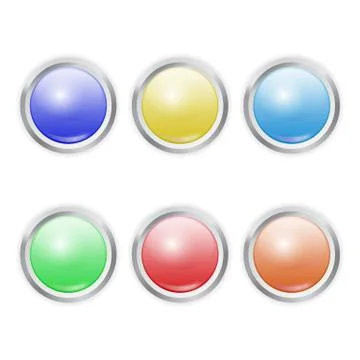 Set of realistic colorful plastic button Stock Illustration