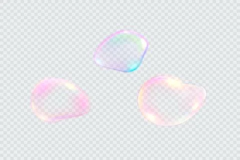 Set of realistic colorful soap bubbles. Transparent realistic soap bubbles Stock Illustration