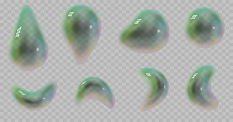 Set of realistic colorful soap bubbles. Transparent realistic soap bubbles .. Stock Illustration
