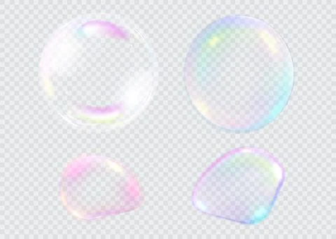 Set of realistic colorful soap bubbles. Transparent realistic soap bubbles Stock Illustration