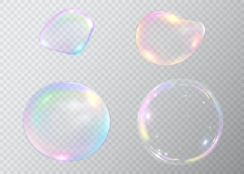 Set of realistic colorful soap bubbles. Transparent realistic soap bubbles Illustrazione stock