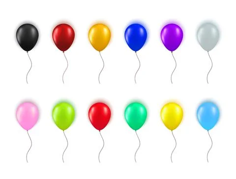 Set of realistic different colors balloons isolated on white background Stock Illustration